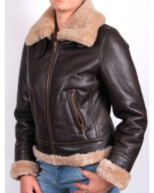 Women’s Tan B3 Sheepskin Flying Premium Aviator Jacket