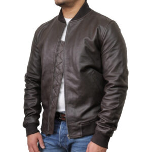 Men’s Retro Varsity Leather Bomber Jacket