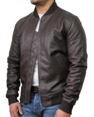 Men’s Retro Varsity Leather Bomber Jacket