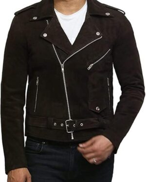 Men’s Premium Goat Suede Brando Biker Jacket