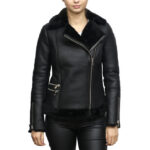 Women’s Black Shearling Biker Jacket