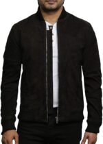 Men’s Premium Soft Suede Bomber Jacket Classic Slim Fit