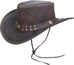 Vintage Leather Cowboy Wide Brim Aussie Outback Western Hat