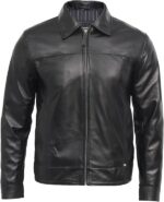 Men’s Classic Cowhide Zip-Up Style Leather Harrington Jacket