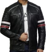 Men’s Vintage Cafe Racer Leather Biker Jacket  | Soft Sheep Leather, Quilted Design