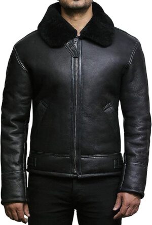Men’s Luxury Shearling Flight Sheepskin Aviator Jacket