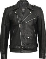 Mens Genuine Leather Biker Jacket Cowhide Brando