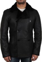 Men’s Premium Shearling Sheepskin PeacoatLeather Jacket
