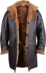 Mens leather shearling coat