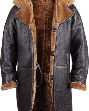 Mens leather shearling coat