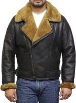 Men’s Premium Shearling Flying Sheepskin Brown & Ginger Aviator Jacket