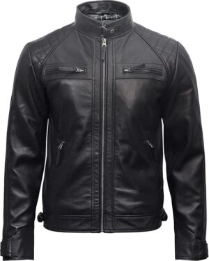 Men’s Vintage Black Leather Biker Jacket