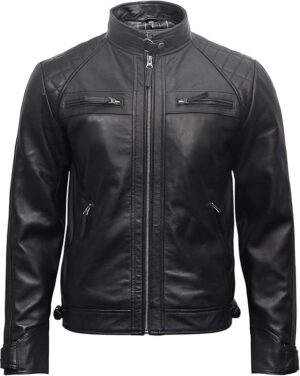 Men’s Vintage Black Leather Biker Jacket