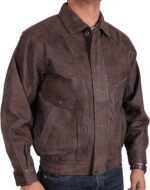 Mens Soft Sheep Nappa, Slim Fit, Funnel Neck Real Leather Bomber Jacket