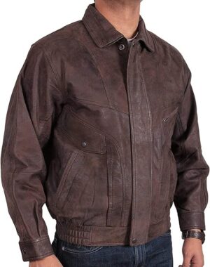 Mens Soft Sheep Nappa, Slim Fit, Funnel Neck Real Leather Bomber Jacket