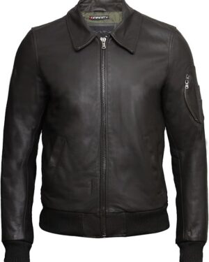 Men’s Soft Sheep Nappa Leather Classic Slim Fit Leather Bomber Jacket
