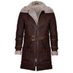Men’s Classic Luxury Winter Sheepskin Leather Trench Coat
