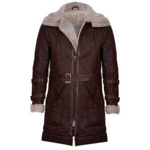 Men’s Classic Luxury Winter Sheepskin Leather Trench Coat