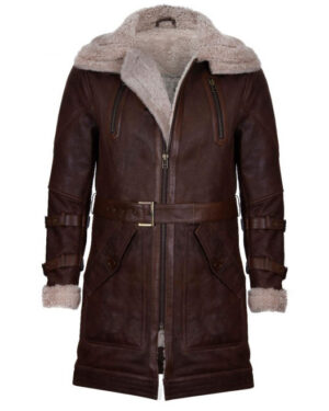 Men’s Classic Luxury Winter Sheepskin Leather Trench Coat