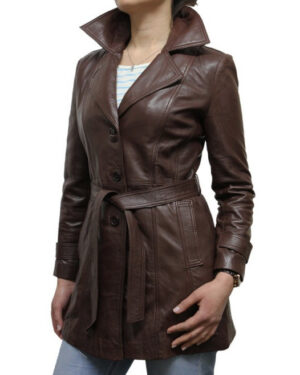 Women’s Classic Mid-Length Nappa Leather Coat