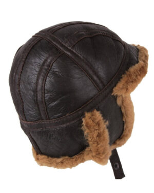 Men’s Aviator Sheepskin Trapper Winter Flying Leather Pilot Hat