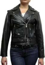 Women’s Brando Casual Soft Real Sheepskin Leather Biker Jacket